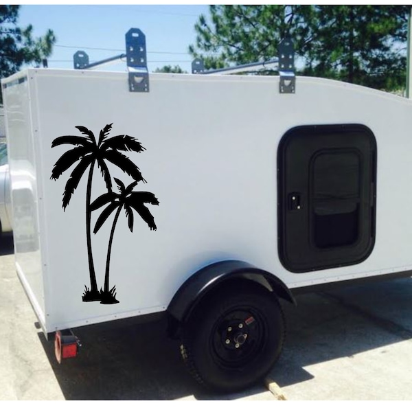 Palm Trees Large Vinyl RV Decal - Tropical Vinyl Decal - Palm Tree Sticker - Tear Drop Trailer Decal