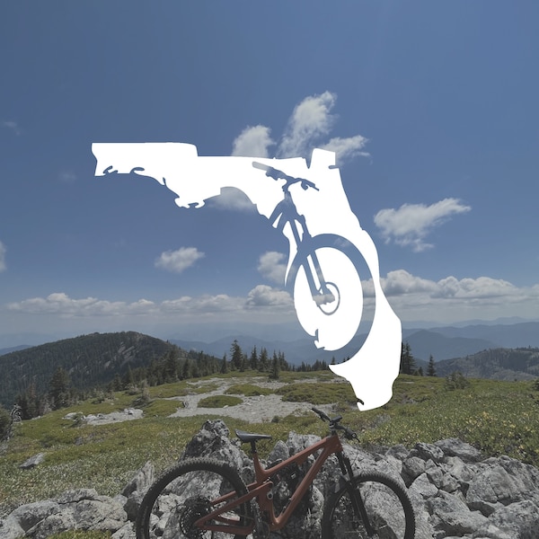 Florida Bike Decal - Florida Decal - Mountain Bike Decal - Mountain Bike - Vinyl Car Decal - Mountain Bike Gift Idea - Gifts Under 10