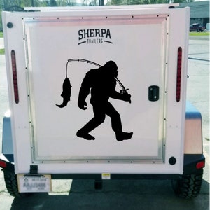 Large Bigfoot Fishing Decal - RV Decal - Bigfoot RV Decal - Fishing Decal - Camping Decal - Teardrop Camper Decal