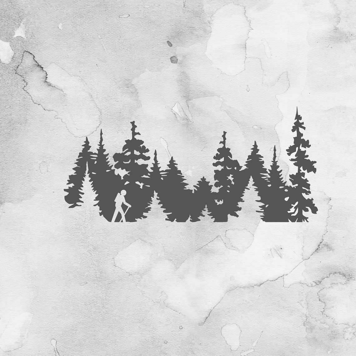 Hiking Vinyl Decal: Tree Line With Hiker - Rv/jeep Camping Accessory - Etsy
