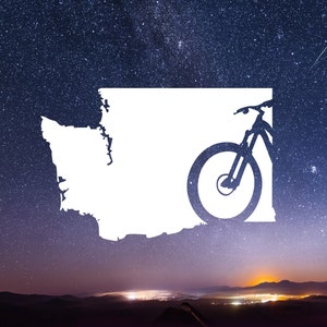 Washington Bike Decal - Washington Decal -  Mountain Bike Decal - Mountain Bike - Mountain Biker Gift - Vinyl Car Decal - Car Window Decal