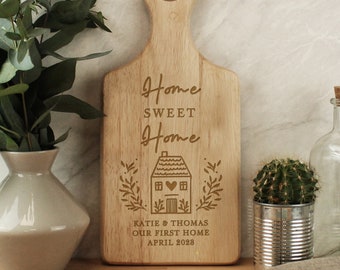 Personalised 'Home Sweet Home 'Wooden Paddle Serving Chopping Board