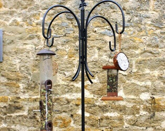 Four Way Black Steel Crook Bird Feeder