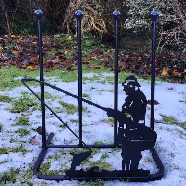 Two Pair Fisherman Black Steel Boot Welly Rack Made in the UK