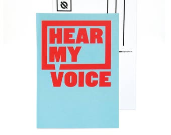 Political postcards / Voter postcards / Feminist graphics / Protest Art / Progressive cards / Hear My Voice