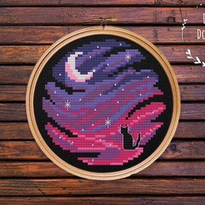Galaxy Cat Cross Stitch Pattern
