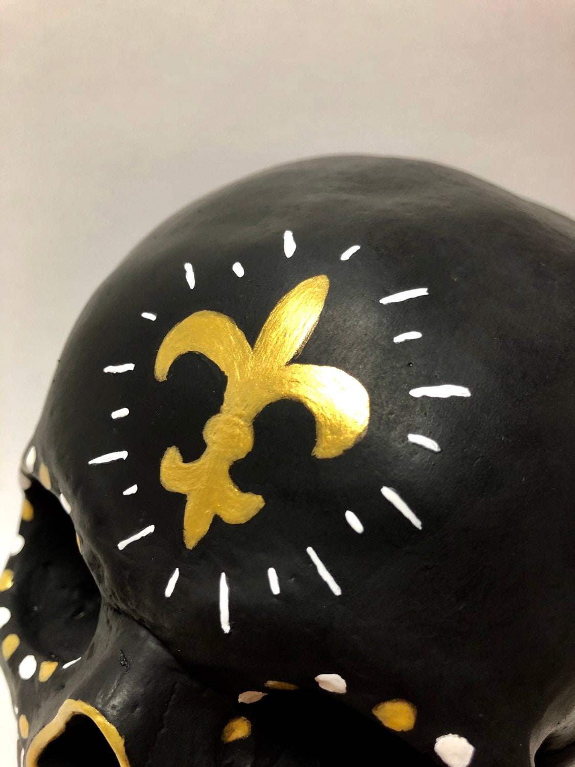 New Orleans Saints Sugar Skull Sculpture Art Black Light Etsy