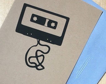 Mixed Tape Handmade Cut Paper Greeting Card