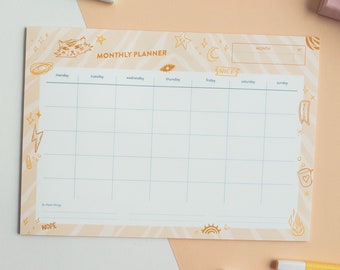 Colorful Monthly Desk Planner with a playful design - A4 Size