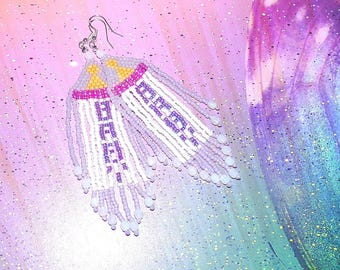 Beaded Baby Bottle Earrings – Pastel Fringe Dangles, Novelty Baby Shower Jewelry