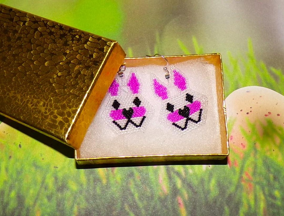 Easter Bunny Beaded Earrings Drop Dangle Fun for Easter Egg Hunts and ...