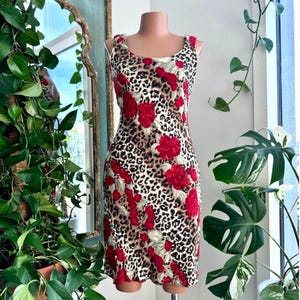 1990s Vintage Leopard Print Mini Dress  Size S/M