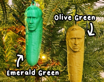 Picolas Cage Hanging Christmas Tree Decoration - Nicolas Cage Pickle Meme Christmas Ornament - High Quality 3D Print