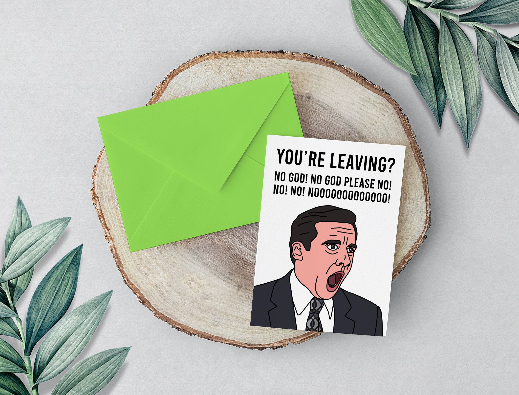 The Office Funny Leaving Card | Michael Scott Meme Work Colleague Card |  Funny TV Show Boss Good Luck Retirement Card | Dwight Schrute, image size:2100x1599