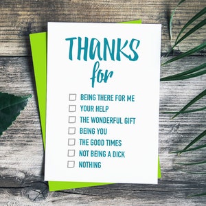 Funny Thank You Card | Thanks for Being There Card Appreciation Card | Thank You for Everything