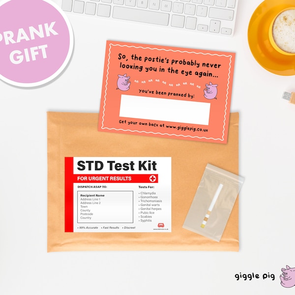 Courrier cadeau STD Test Prank | Funny Joke Post Present pour un ami | Cadeaux de blague Remplisseurs de bas drôles | « Cadeau drôle pour lui pour elle » par Gigglepig