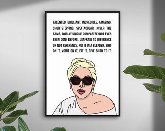 Talented Brilliant Incredible Lady Gaga Meme Print Poster | Funny Bedroom Living Room Bathroom Music Art Print | Wall Art Poster