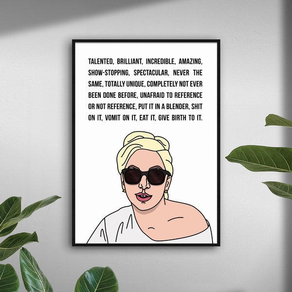 Talentueux Brillant Incroyable Lady Gaga Meme Print Poster | Impression d'art drôle de musique de salle de bains de salon de chambre à coucher | Affiche d'art mural
