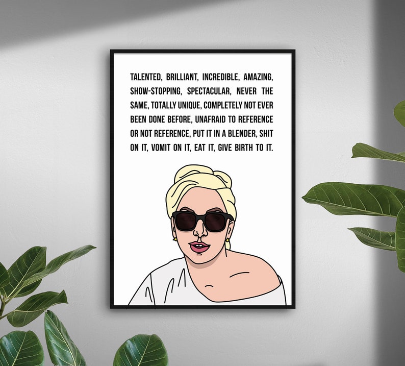 Talented Brilliant Incredible Lady Gaga Meme Print Poster Funny Bedroom Living Room Bathroom Music Art Print Wall Art Poster image 1