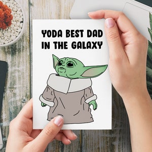 Baby Yoda Vatertagskarte Yoda Best Dad in the Galaxy | Star Wars Das Kind Für Ihn Papa Vater | Grün Alien Best Dad in der Galaxie