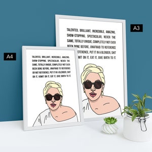 Talented Brilliant Incredible Lady Gaga Meme Print Poster Funny Bedroom Living Room Bathroom Music Art Print Wall Art Poster image 2