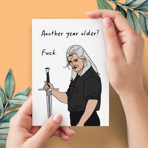 La carte d'anniversaire du sorceleur | Carte drôle de baise de Geralt de Rivia | Carte d'anniversaire Henry Cavill le sorceleur