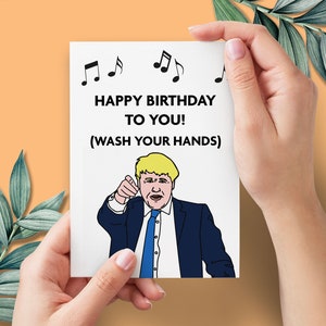 Boris Johnson Lavati le mani Divertente biglietto di auguri di compleanno / Biglietto di auguri di compleanno con meme sull'isolamento / Biglietto di auguri per il distanziamento sociale