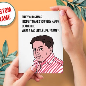 vem jantar comigo cartão de Natal engraçado NOME FEITO de <br> Lista de Desejos Crie Seu Próprio Produto! Cartão de Natal de Meme | Programa televisivo britânico engraçado de <br> Crie Seu Próprio Produto! Que vidinha triste, Jane