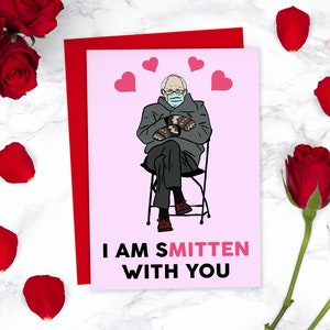 Meme de Bernie Sanders Mittens Tarjeta de San Valentín Enamorado de ti / Política estadounidense Tarjeta divertida de San Valentín / Para novio Para novia