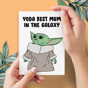 Tarjeta divertida para el Día de la Madre de Baby Yoda Yoda Mejor mamá / Tarjeta para el Día de la Madre de Star Wars Mandalorian The Child / Para mamá para mamá para ella