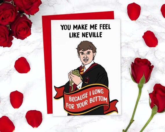 Neville Longbottom Rude Anniversary Card For Girlfriend Wife Etsy