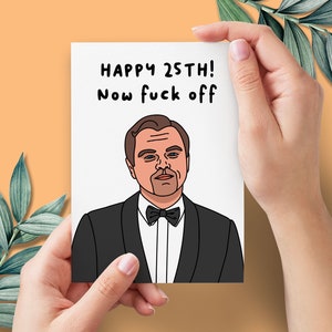 Leonardo Di Caprio grappige 25e verjaardagskaart | Leo Old 25 meme-verjaardagskaart | Grappige wenskaart voor beroemdheden