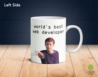 Web Developer Toby McGuire Funny Mug for Colleague | World's Best Web Developer Office Mug | Gift for co worker, boyfriend, husband