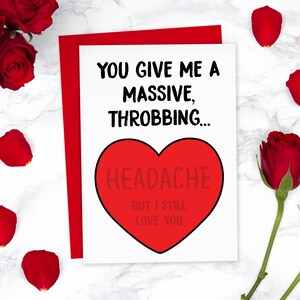 Carte de Saint-Valentin grossière | vous me donnez une érection (mal de tête) | Carte de Saint-Valentin drôle | Carte d'anniversaire adulte pour la Saint-Valentin