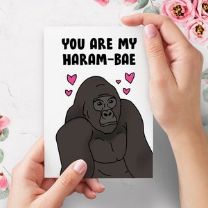 Harambe Zabawna Karta Walentynkowa Haram Bae Dla Chłopaka Dla Dziewczyny | Walentynkowa Słodka Karta Walentynkowa | Dla Niego Dla Niej