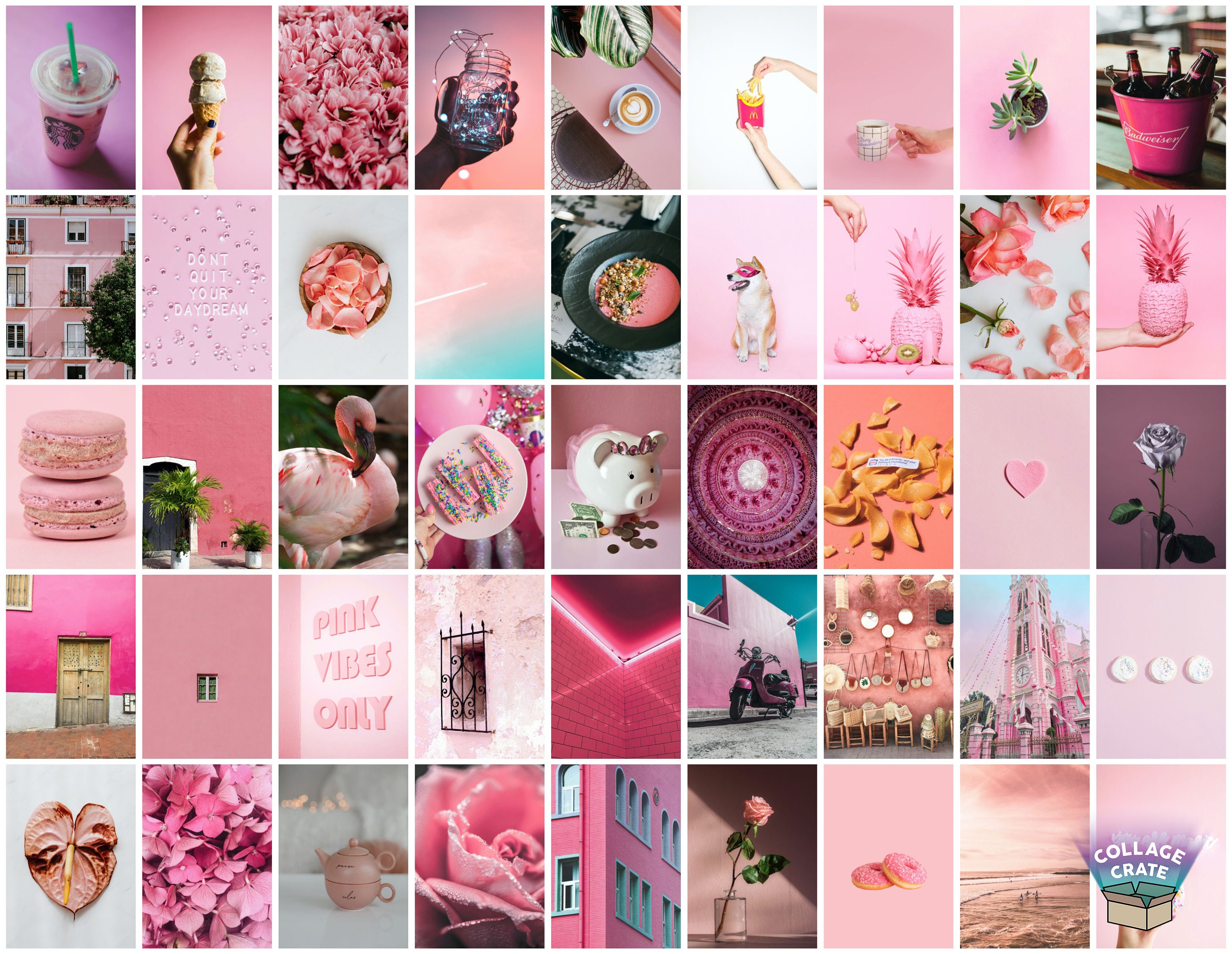 Pink Wall Collage Kit Photo Wall Aesthetic Prints College - Etsy UK