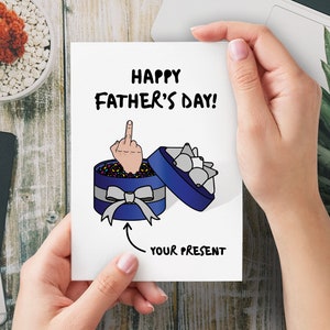 Tarjeta divertida para el Día del Padre con el dedo medio que te jode / Tarjeta grosera para papá, tarjeta ofensiva, tarjeta de broma / Tarjeta divertida para el abuelo y el padre