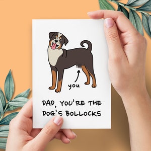Pap, jij bent de gek van de hond grappige vaderdagkaart | Dogs Bollocks Rude-kaart voor vader | Grappige kaart vader opa voor hem