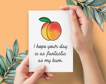 Peach Bum Funny Valentines Card for Boyfriend | Rude Birthday Card Rude Valentine | Cute Valentines Day Card Funny Anniversary Card