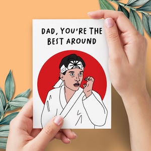 Karate Kid Zabawna Karta Na Dzień Ojca | Kultowy Film Lat 80. Daniel LaRusso Pan Miyagi | Tata Dziadek Klasyczny Film Komedia Karta dla Niego Karate Kid Wydruk