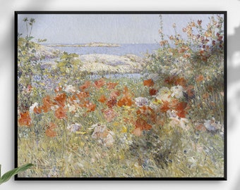 Celia Thaxter's Garden, Isles of Shoals, Maine by Childe Hassam   | Oil Painting | Wall Decor | Classic Art Prints |