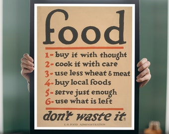 Vintage Food Administration Poster | Food Saver Poster | US Food Poster