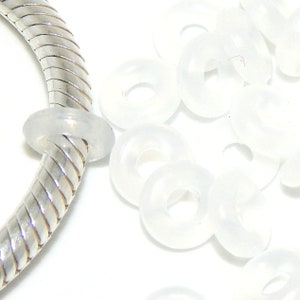 transparent Silicone rubber stopper clip inserts O rings spacer, holds charms in place fits pandora snake chains bracelets