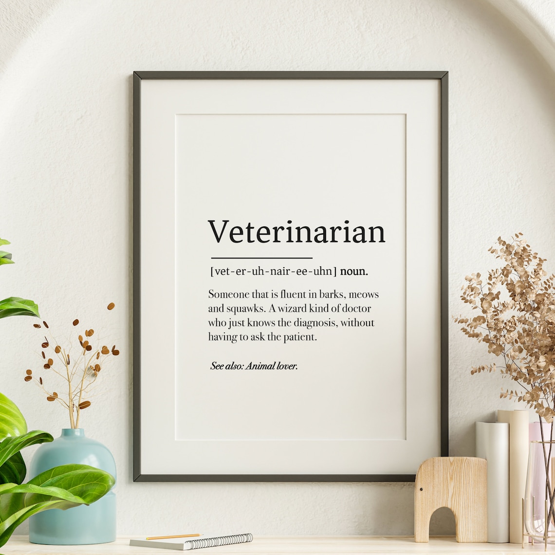Vet Definition Wall Art Printable Minimal Print Etsy