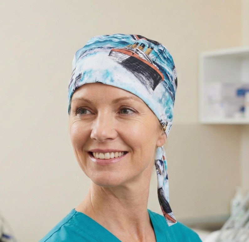 Derek Greys Anatomy Inspired Scrub Cap Ferry Boats Scrub Hat image 2