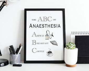 ABC of anaesthesia- Wall Art |  Printable | Minimal Print | Anaesthetist Print | Modern Print gift | INSTANT DOWNLOAD