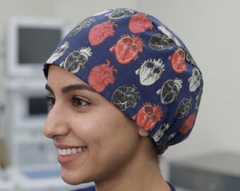 Abstract Heart Anatomy Scrub Cap