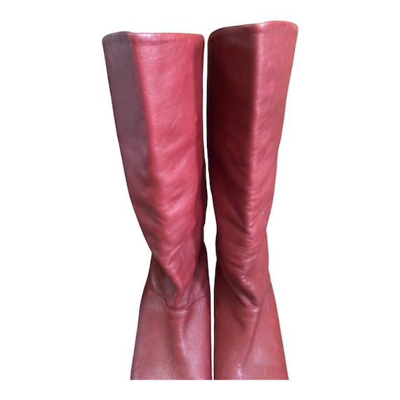 Markon Womens Vintage Red Leather Retro Boots - image 3
