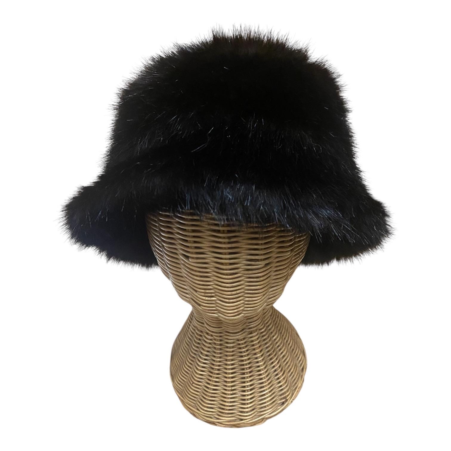 Faux Fur Black Bucket Hat - Etsy