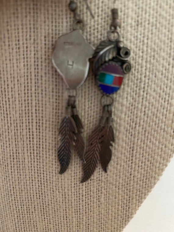Native American Vintage Silver Dangle earrings - image 4